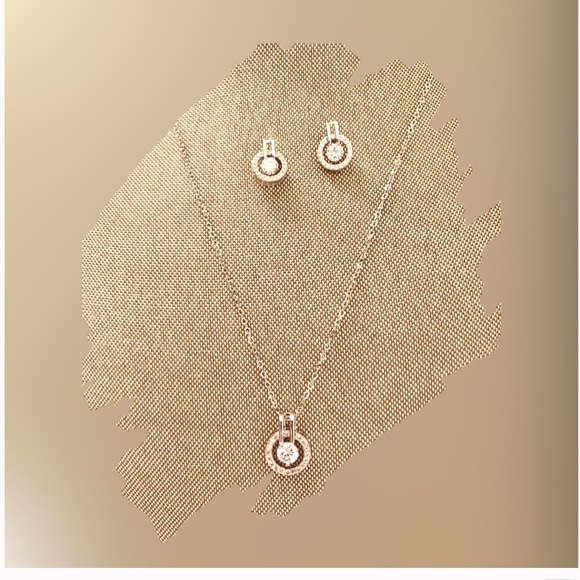 Stamped Jewelry - 18” CZ Necklace and CZ Stud Earrings WT